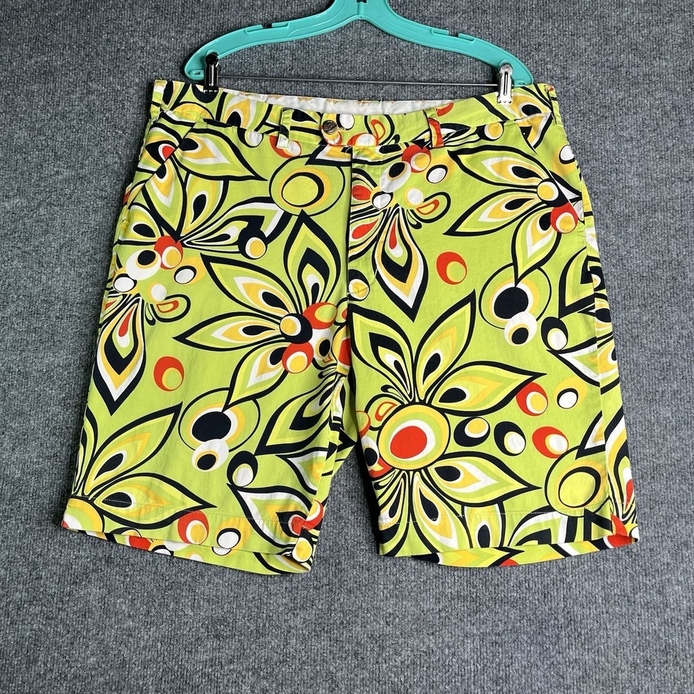 Loudmouth‎ Golf Shorts Mens 40 Shagadelic Floral Lime Green Preppy Boho Spring